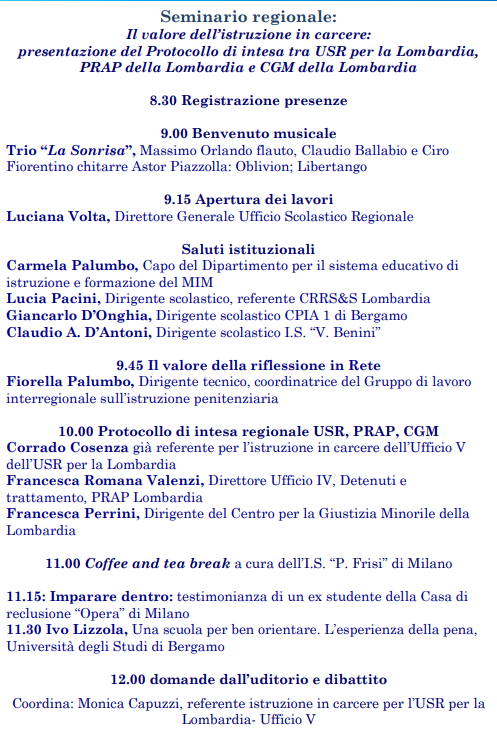 Nuovo protocollo regionale per l’istruzione carceraria – Evento